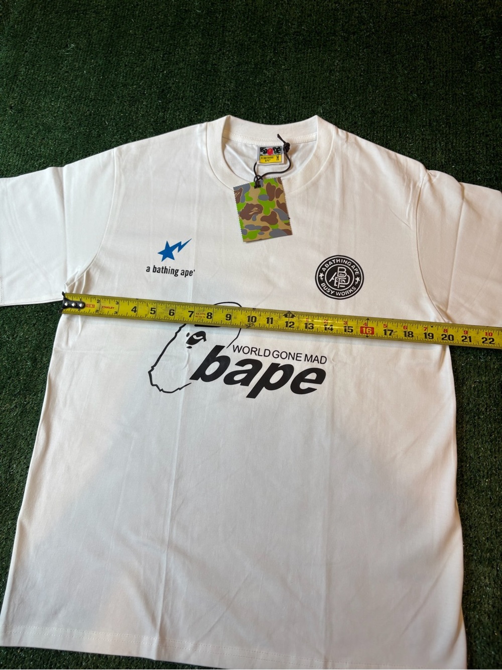 Bape White Short Sleeve Tee “World Gone Mad” - Picture 6 of 9
